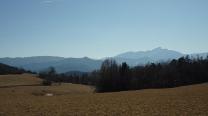 Blick zum Schneeberg unweit des Blickplatzes